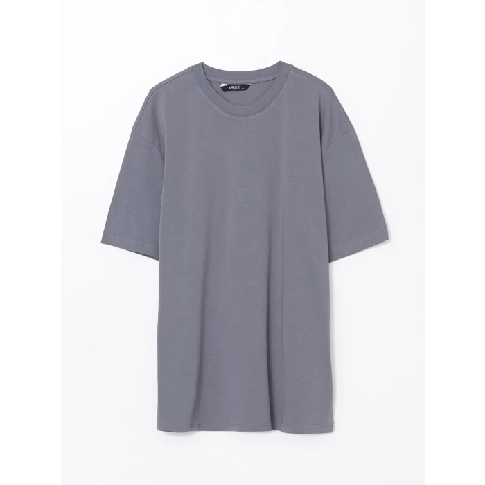 XSIDE Gri Bisiklet Yaka Penye Erkek Tişört