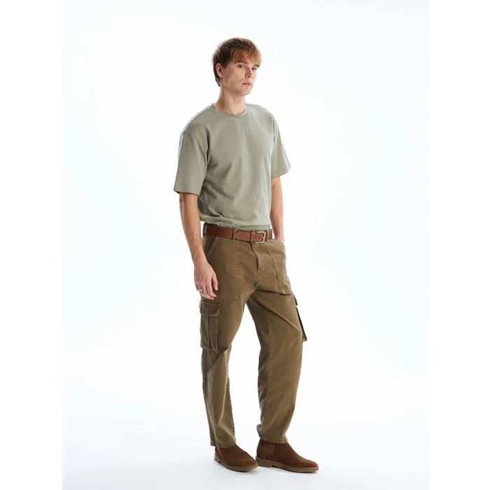 XSIDE Haki Bisiklet Yaka Penye Erkek Tişört