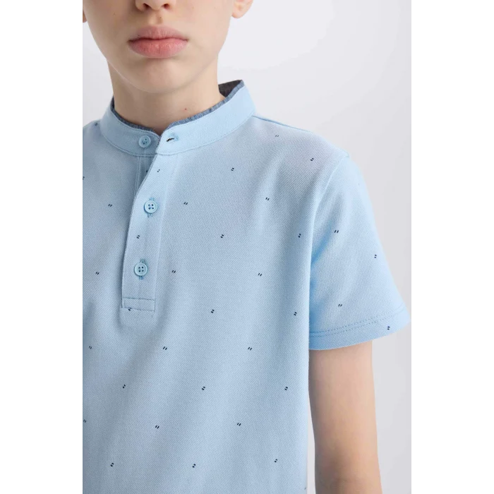 Defacto B5938 Mavi Erkek Çocuk Hakim Yaka Pike Kısa Kollu Polo Tişört