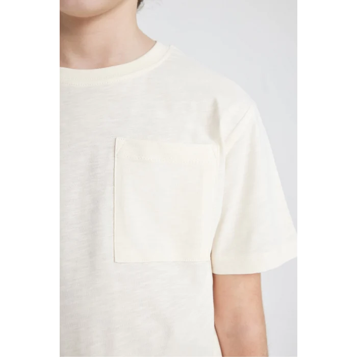 Defacto B6158 Ekru Erkek Çocuk Bisiklet Yaka Kısa Kollu Tişört