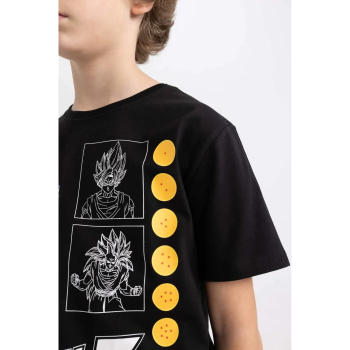 Defacto C0518 Siyah Erkek Çocuk Dragon Ball Bisiklet Yaka Kısa Kollu Tişört