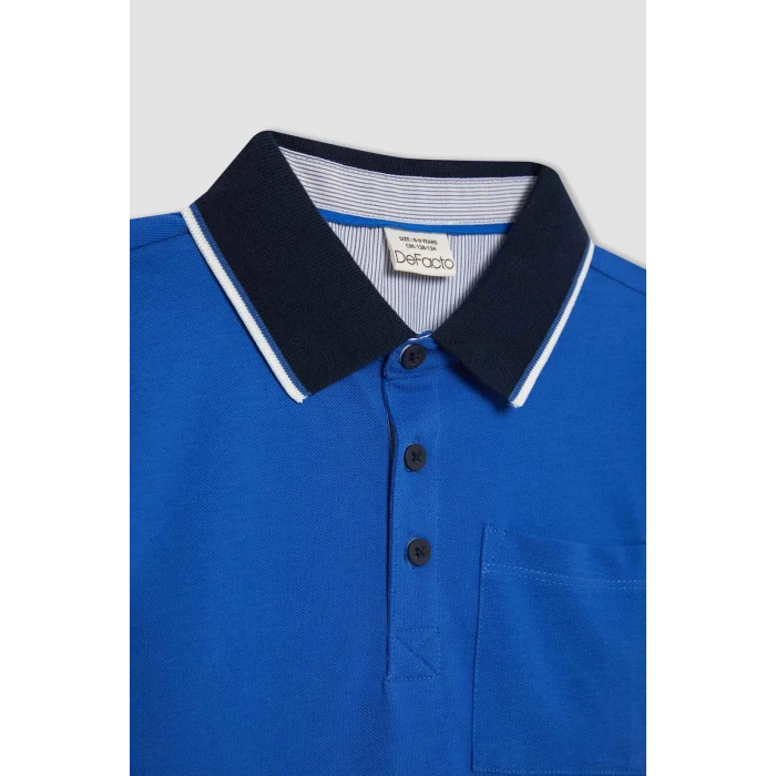 Defacto B6830 Mavi Erkek Çocuk Pike Kısa Kollu Polo Tişört