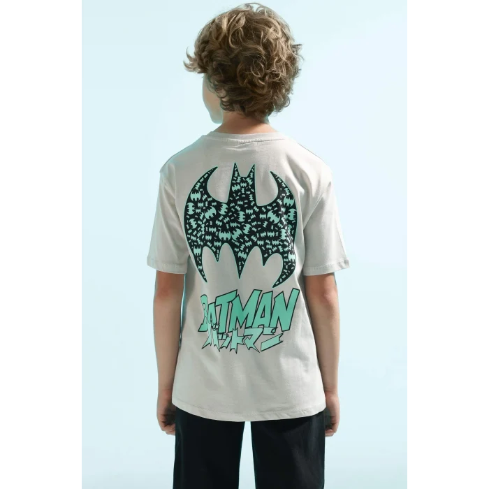 Defacto B7220 Gri Erkek Çocuk Batman Bisiklet Yaka Kısa Kollu Tişört