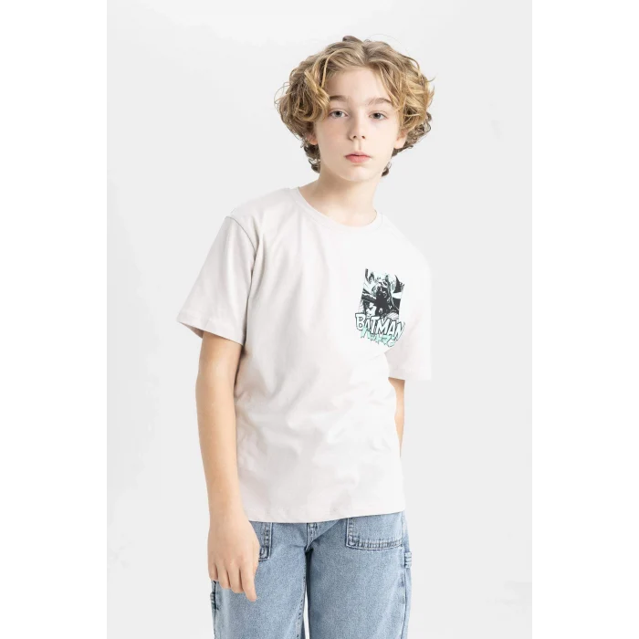 Defacto B7220 Gri Erkek Çocuk Batman Bisiklet Yaka Kısa Kollu Tişört