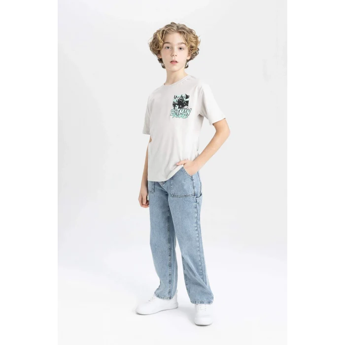 Defacto B7220 Gri Erkek Çocuk Batman Bisiklet Yaka Kısa Kollu Tişört