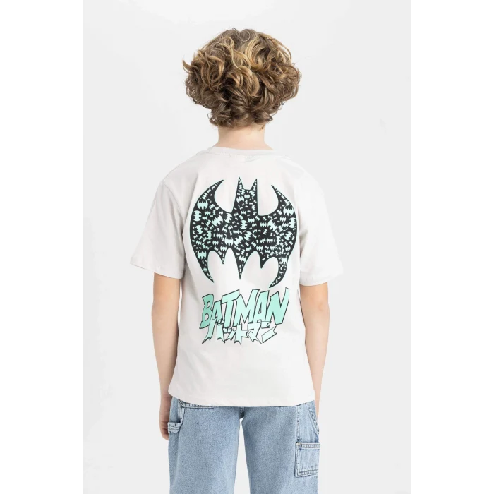 Defacto B7220 Gri Erkek Çocuk Batman Bisiklet Yaka Kısa Kollu Tişört