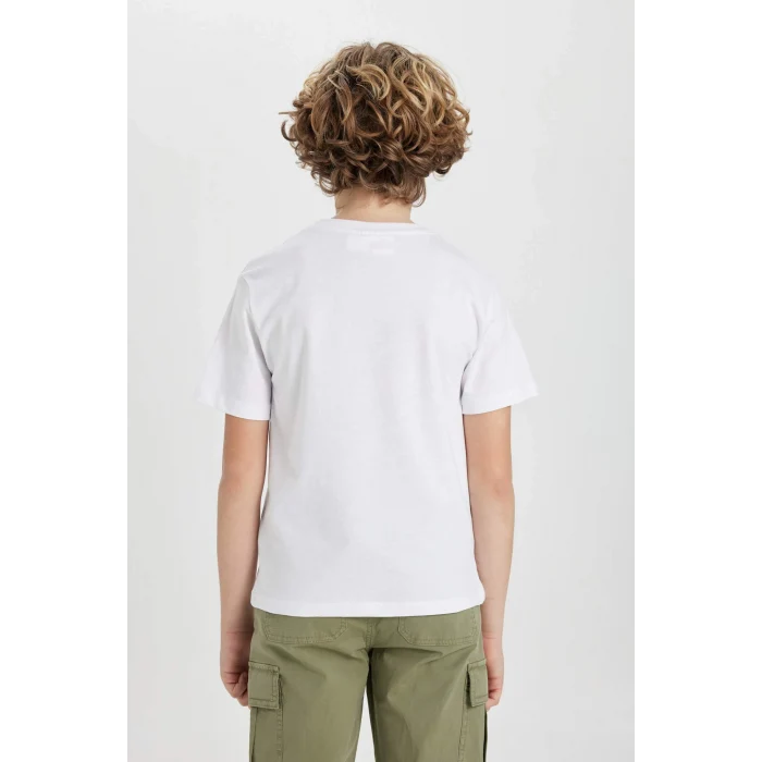 Defacto B7219 Beyaz Erkek Çocuk Marvel Avengers Bisiklet Yaka Kısa Kollu Tişört