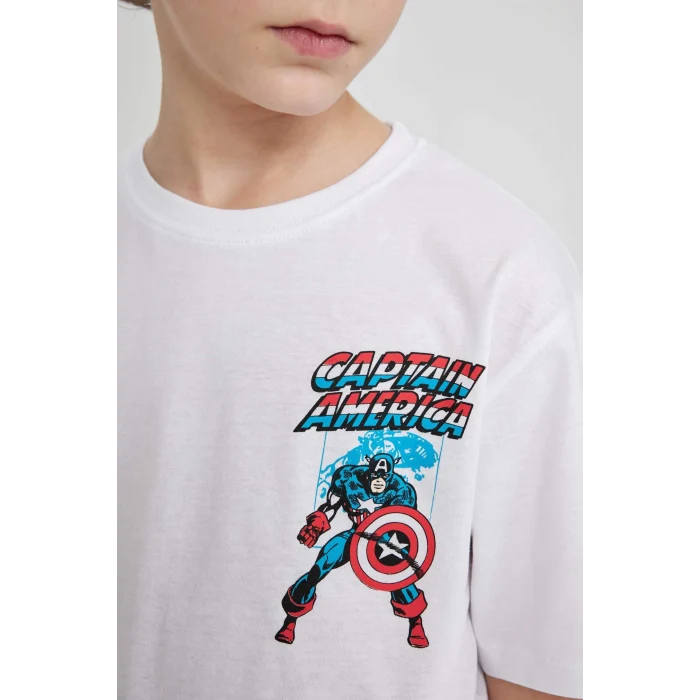 Defacto B7216 Beyaz Erkek Çocuk Marvel Comics Bisiklet Yaka Kısa Kollu Tişört