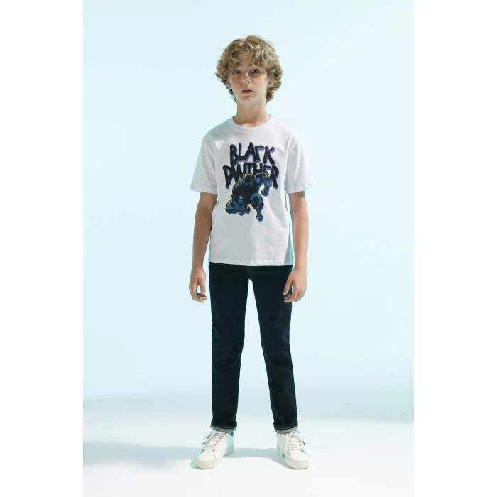 Defacto B7217 Beyaz Erkek Çocuk Marvel Comics Bisiklet Yaka Kısa Kollu Tişört