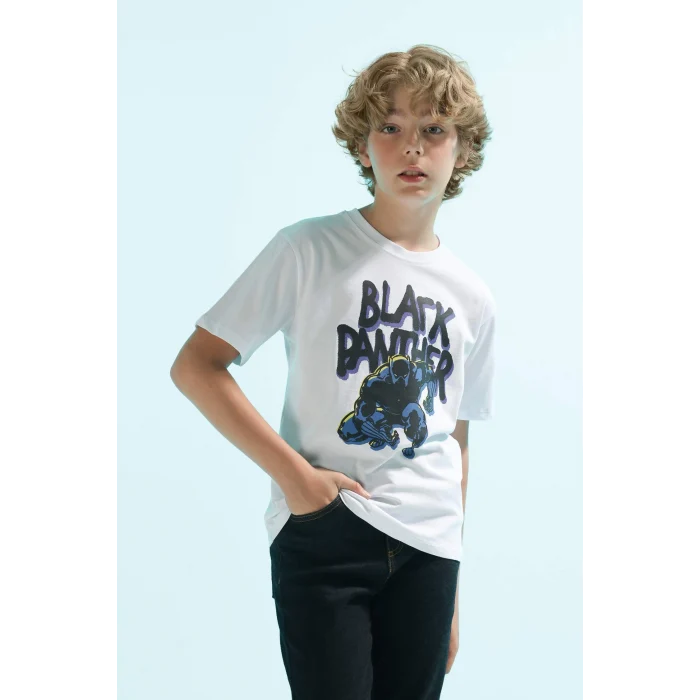 Defacto B7217 Beyaz Erkek Çocuk Marvel Comics Bisiklet Yaka Kısa Kollu Tişört