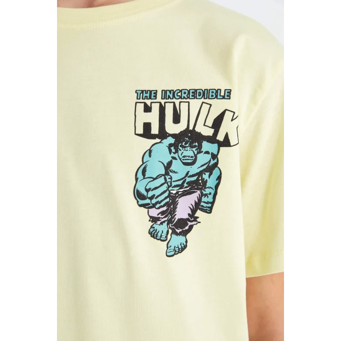 Defacto C4259 Sarı Erkek Çocuk Marvel Comics Bisiklet Yaka Kısa Kollu Tişört