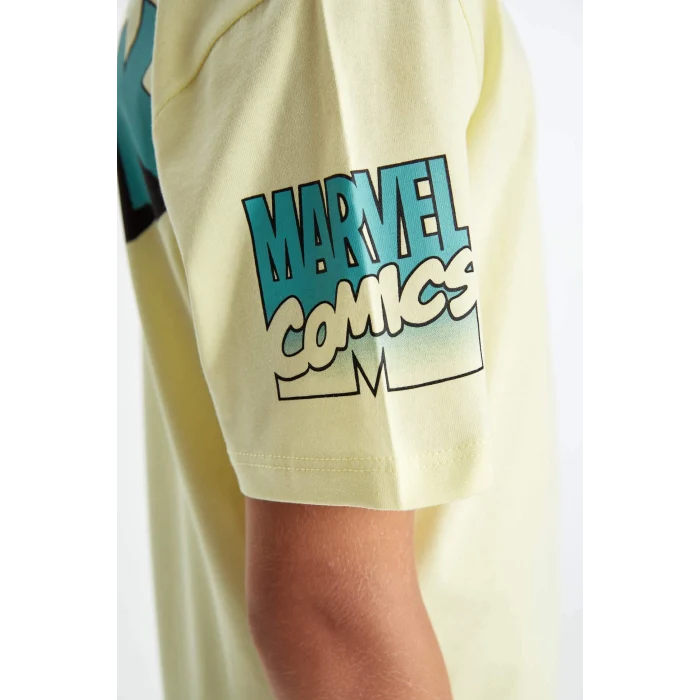 Defacto C4259 Sarı Erkek Çocuk Marvel Comics Bisiklet Yaka Kısa Kollu Tişört