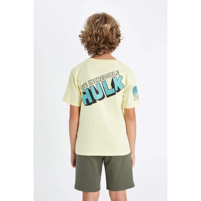 Defacto C4259 Sarı Erkek Çocuk Marvel Comics Bisiklet Yaka Kısa Kollu Tişört