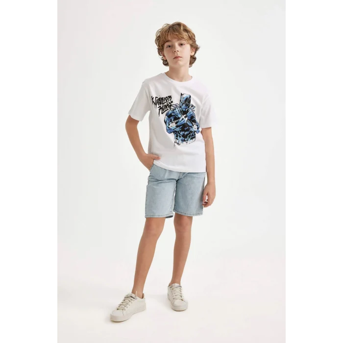 Defacto C3103 Beyaz Erkek Çocuk Marvel Bisiklet Yaka Kısa Kollu Tişört