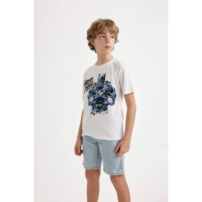 Defacto C3103 Beyaz Erkek Çocuk Marvel Bisiklet Yaka Kısa Kollu Tişört