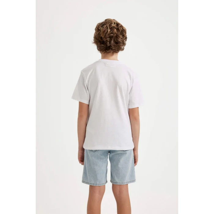 Defacto C3103 Beyaz Erkek Çocuk Marvel Bisiklet Yaka Kısa Kollu Tişört