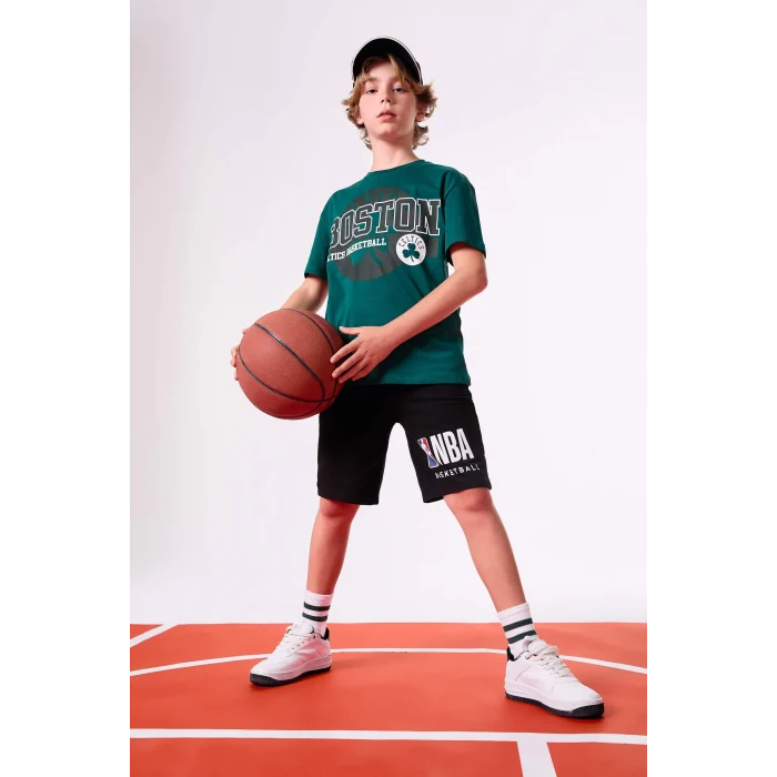 Defacto C0389 Yeşil Erkek Çocuk NBA Boston Celtics Bisiklet Yaka Kısa Kollu Tişört
