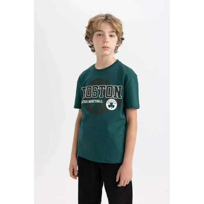 Defacto C0389 Yeşil Erkek Çocuk NBA Boston Celtics Bisiklet Yaka Kısa Kollu Tişört