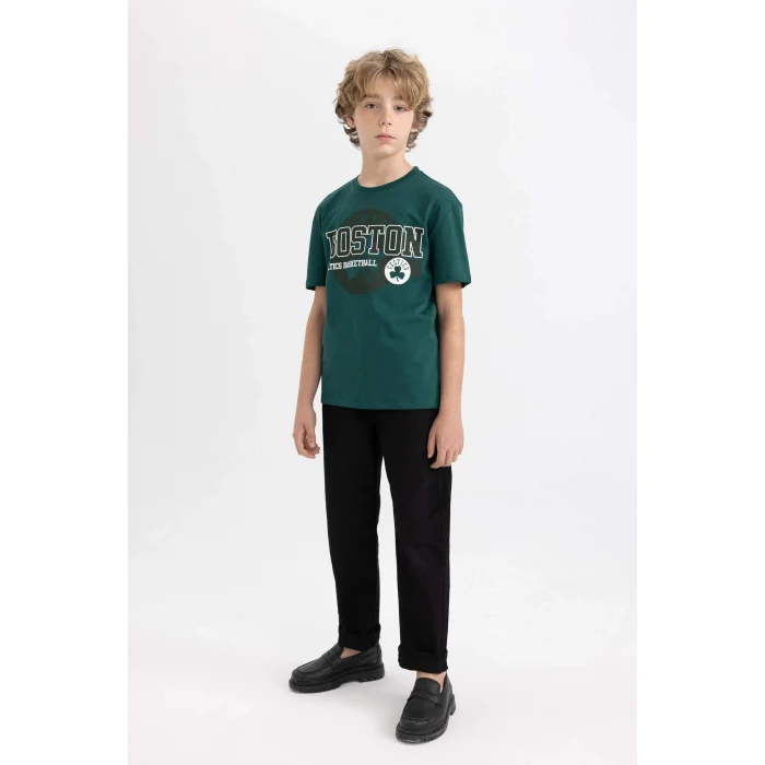 Defacto C0389 Yeşil Erkek Çocuk NBA Boston Celtics Bisiklet Yaka Kısa Kollu Tişört