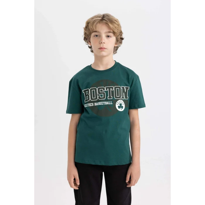 Defacto C0389 Yeşil Erkek Çocuk NBA Boston Celtics Bisiklet Yaka Kısa Kollu Tişört