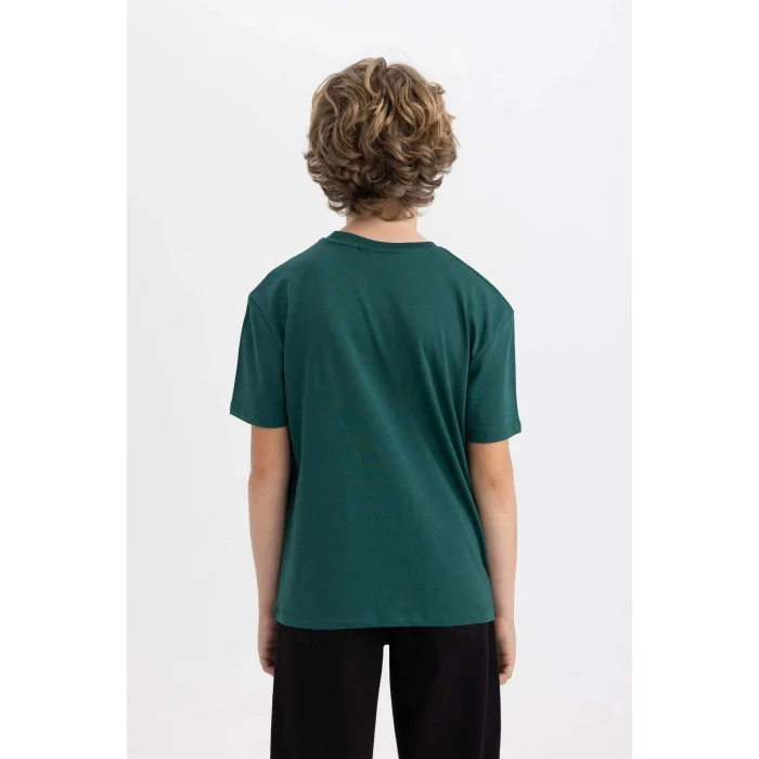 Defacto C0389 Yeşil Erkek Çocuk NBA Boston Celtics Bisiklet Yaka Kısa Kollu Tişört