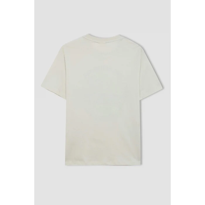 Defacto D0441 Gri Erkek Çocuk Bisiklet Yaka Baskılı Kısa Kollu Tişört