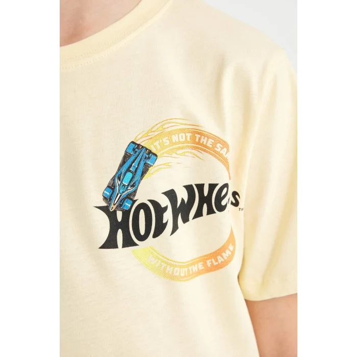 Defacto D1369 Sarı Erkek Çocuk Hot Wheels Bisiklet Yaka Kısa Kollu Tişört