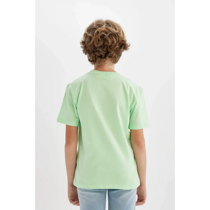 Defacto C3104 Yeşil Erkek Çocuk Teenage Mutant Ninja Turtles Bisiklet Yaka Kısa Kollu Tişört