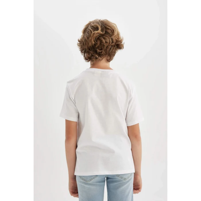 Defacto C5398 Beyaz Erkek Çocuk Minecraft Bisiklet Yaka Kısa Kollu Tişört