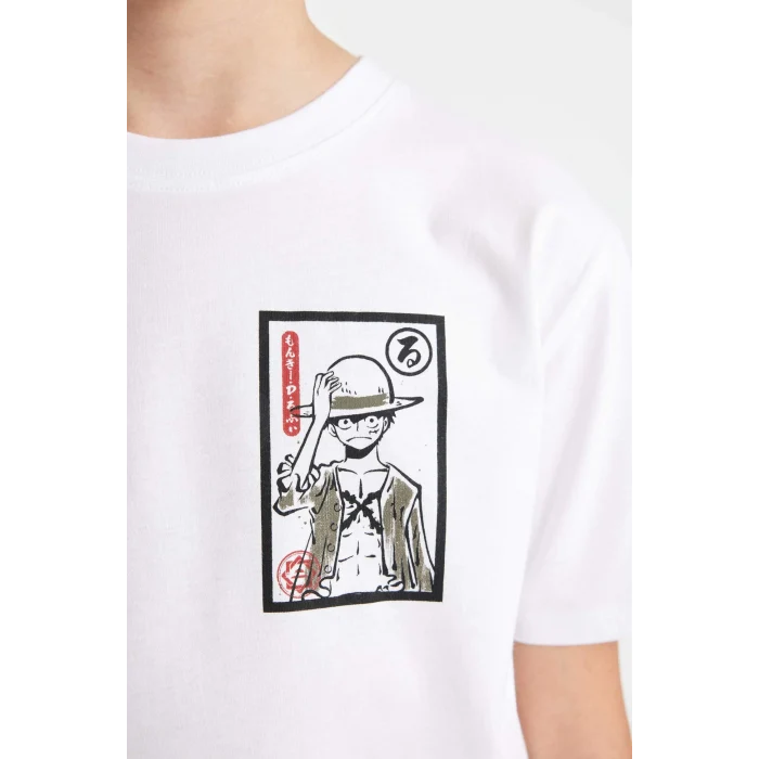 Defacto D2408 Beyaz Erkek Çocuk One Piece Bisiklet Yaka Kısa Kollu Tişört