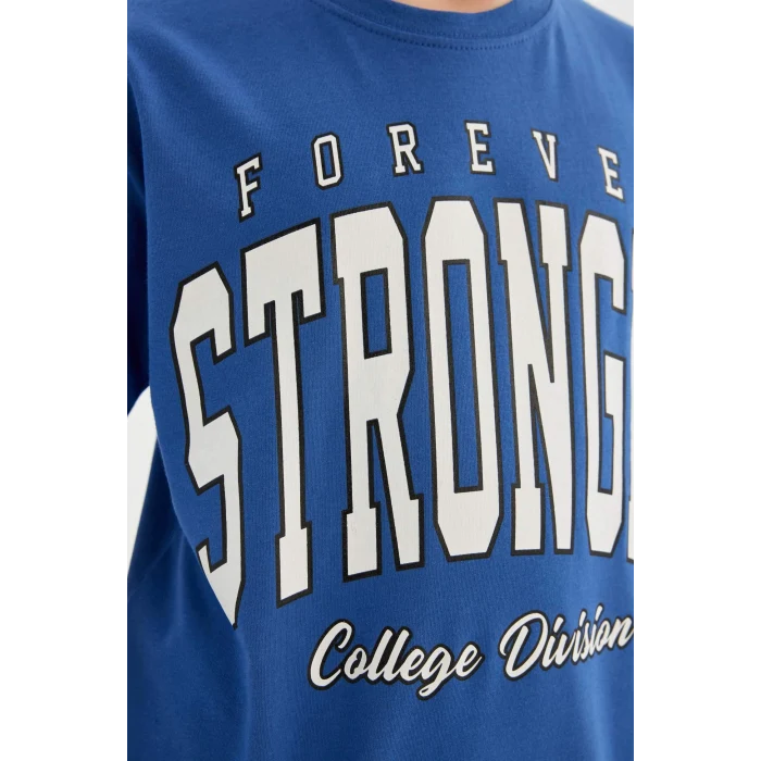 Defacto C2182 Mavi Erkek Çocuk 2li Takım Baskılı Kısa Kollu Tişört Şort