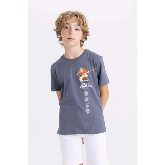 Defacto C3109 Gri Erkek Çocuk Avatar the Last Airbender Bisiklet Yaka Kısa Kollu Tişört