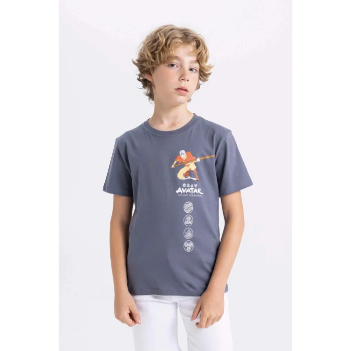 Defacto C3109 Gri Erkek Çocuk Avatar the Last Airbender Bisiklet Yaka Kısa Kollu Tişört