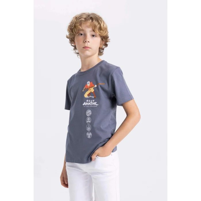 Defacto C3109 Gri Erkek Çocuk Avatar the Last Airbender Bisiklet Yaka Kısa Kollu Tişört
