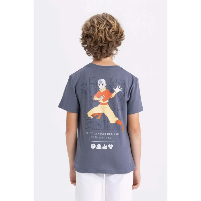 Defacto C3109 Gri Erkek Çocuk Avatar the Last Airbender Bisiklet Yaka Kısa Kollu Tişört