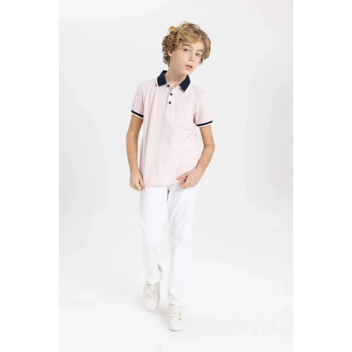 Defacto B6830 Pembe Erkek Çocuk Pike Kısa Kollu Polo Tişört