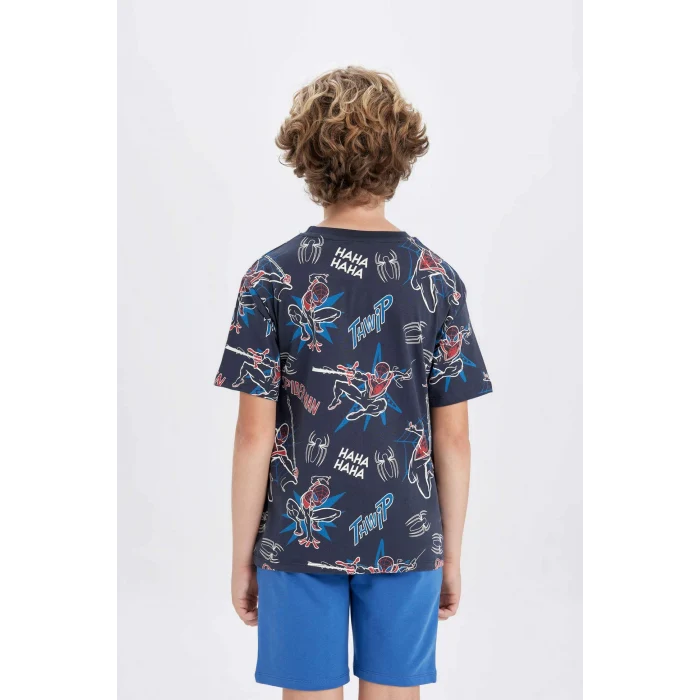 Defacto C3114 Antrasit Erkek Çocuk Marvel Spiderman Bisiklet Yaka Kısa Kollu Tişört