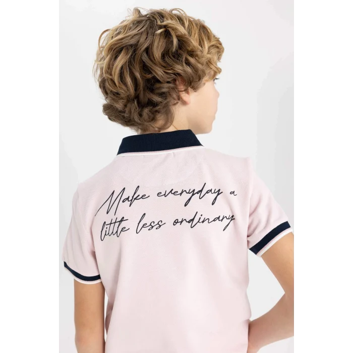 Defacto B6830 Pembe Erkek Çocuk Pike Kısa Kollu Polo Tişört