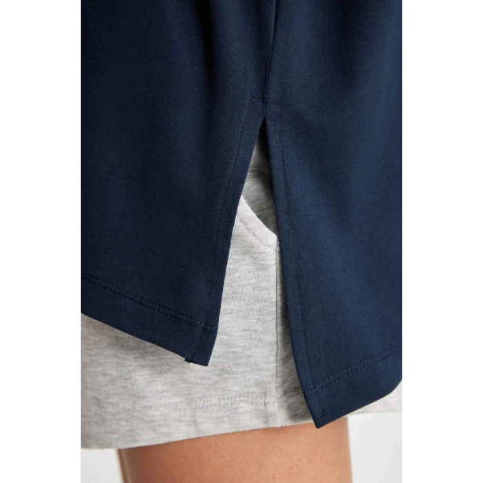 Defacto B9985 Lacivert DeFactoFit NBA Brooklyn Nets Oversize Geniş Kalıp Bisiklet Yaka Kısa Kollu Tişört