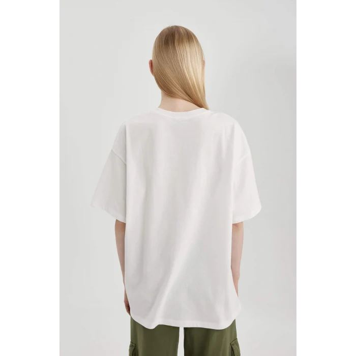 Defacto C5039 Beyaz Unisex Bob Marley One Love Oversize Geniş Kalıp Bisiklet Yaka Kısa Kollu Tişört