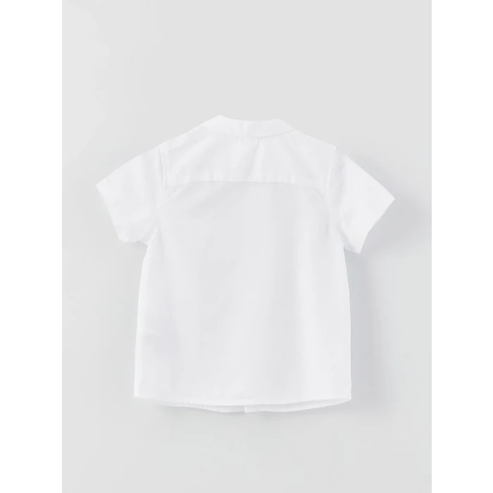 LCW baby Beyaz Kısa Kollu Nakış Detaylı Erkek Bebek Gömlek ve Papyon 2li