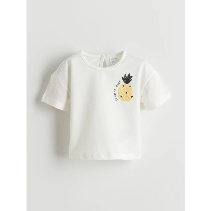 LCW baby Bej Meyve Baskılı Kız Bebek Tişört 2li