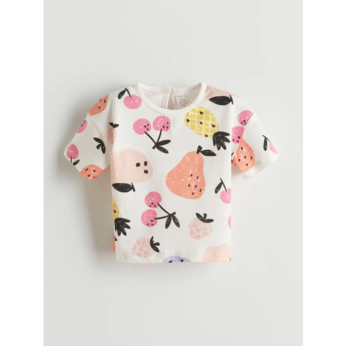 LCW baby Bej Meyve Baskılı Kız Bebek Tişört 2li