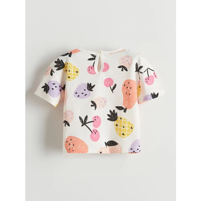 LCW baby Bej Meyve Baskılı Kız Bebek Tişört 2li