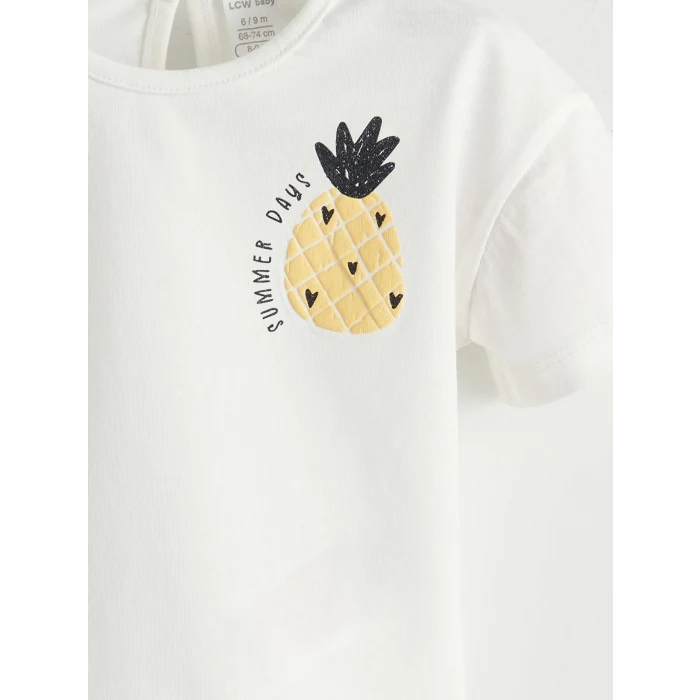 LCW baby Bej Meyve Baskılı Kız Bebek Tişört 2li