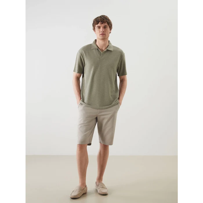 LCW Vision Yeşil Polo Yaka Kısa Kollu Erkek Dokulu Tişört