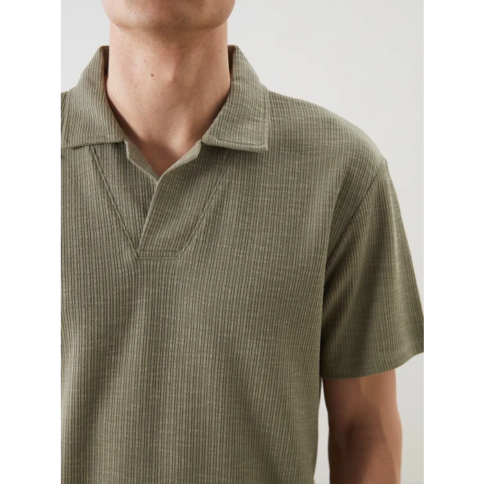 LCW Vision Yeşil Polo Yaka Kısa Kollu Erkek Dokulu Tişört