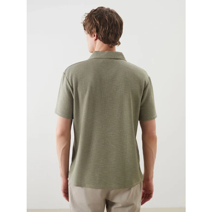 LCW Vision Yeşil Polo Yaka Kısa Kollu Erkek Dokulu Tişört