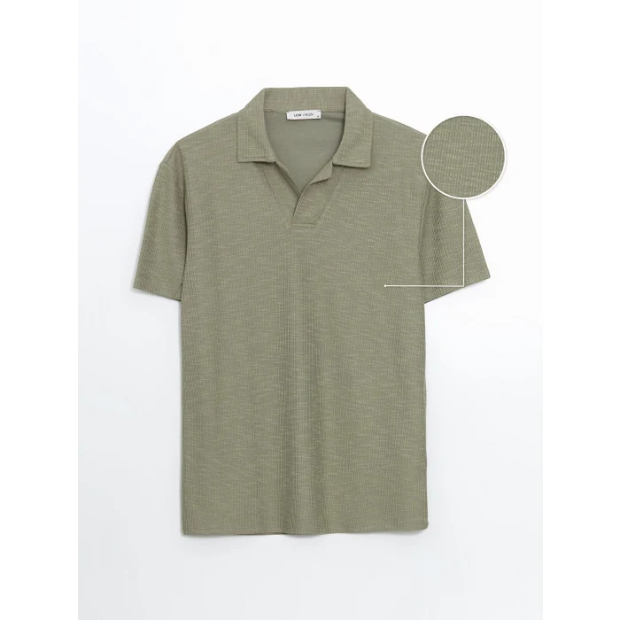 LCW Vision Yeşil Polo Yaka Kısa Kollu Erkek Dokulu Tişört