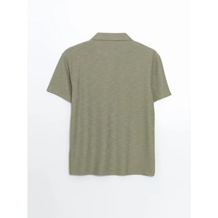 LCW Vision Yeşil Polo Yaka Kısa Kollu Erkek Dokulu Tişört